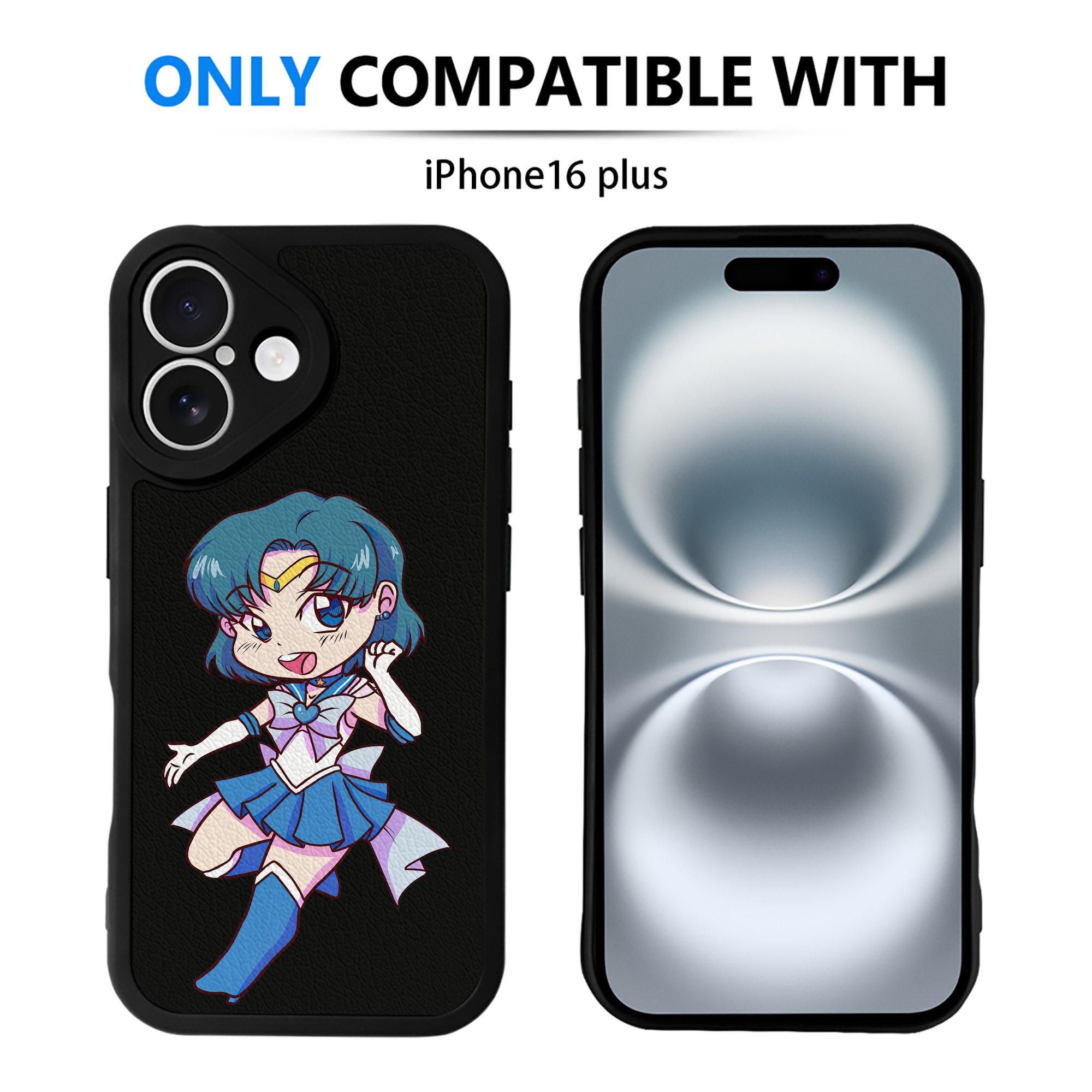 （画像用） 美少女戦士セーラームーン 水野 亜美 みずの あみ Sailor Moon Mizuno Ami 【iPhone 16シリーズ対応】シリコンスマホケース（レザー調） 材質：シリコン